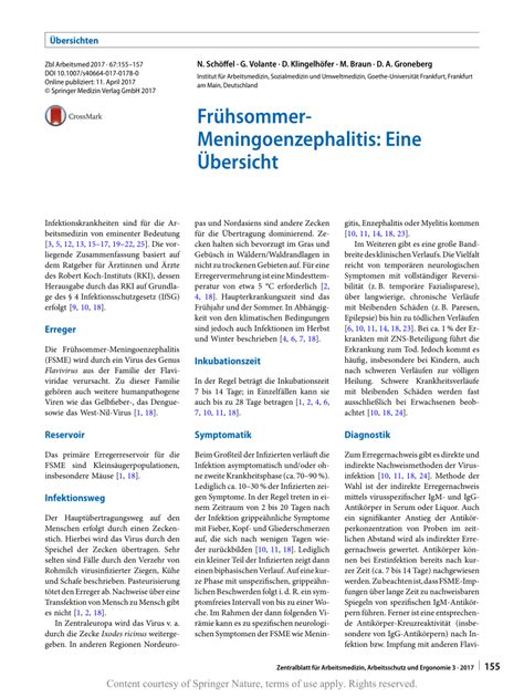 Fr Hsommer Meningoenzephalitis Eine Bersicht Request Pdf