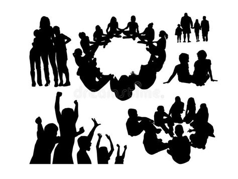 A Group Of People Silhouette People Are Sitting In A Circle Vector Illustration Stock Vector