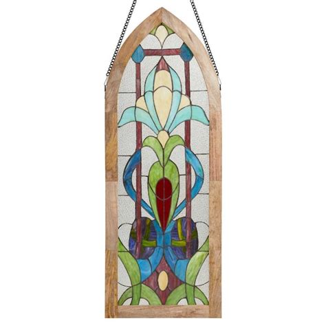 River Of Goods Art Nouveau Blue Geometric Floral Cathedral Stained