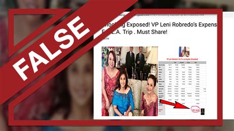 FALSE Leni Robredo Spent Over P200M For Her LA Trip