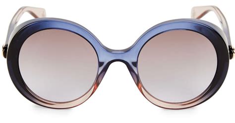 Gucci Oversized Round Frame Sunglasses In Blue Save 51 Lyst