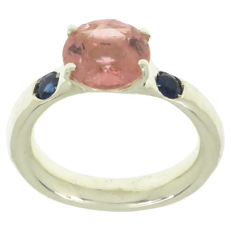 Oval Cut Pink Tourmaline And Brilliant Cut Diamond Karat White Gold