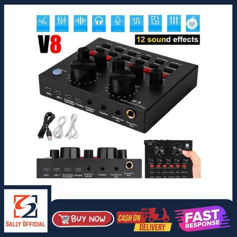 Jual V8 Sound Card V8 Singing Live Soundcard Mixer External Audio