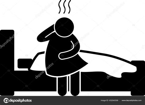 Woman Sickness Illness Diseases Stick Figure Pictogram Icon Cliparts