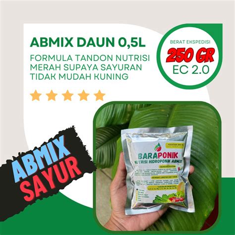 Jual Pupuk Nutrisi Hidroponik AB Mix Sayuran Daun Pekatan 500 Ml 250gr