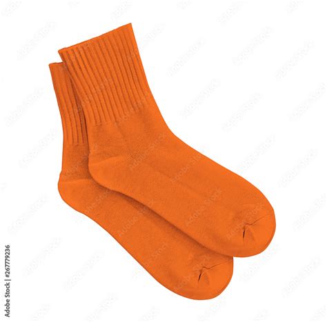 Orange Socks On An Isolated White Background Stock Photo Adobe Stock