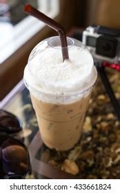 Iced Coffee Covered Whipped Cream Glass Cup Photos And Images