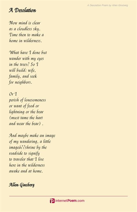 A Desolation Poem By Allen Ginsberg