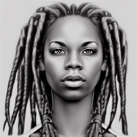 Dibujo realista a lápiz de mujer negra con rastas Creative Fabrica