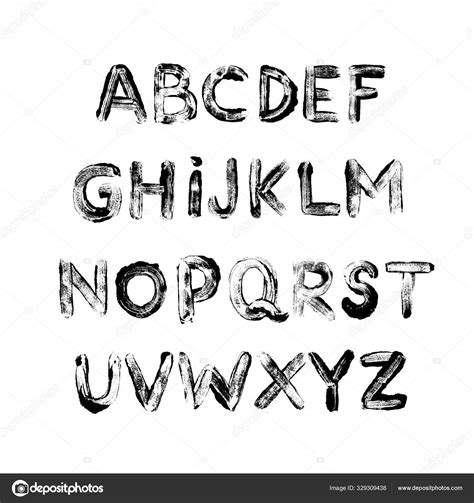 Alphabet Grunge Letters Collection Vector Grunge Textured Font Hand