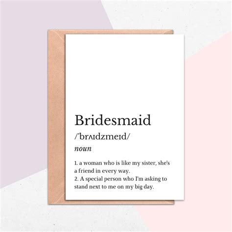 Bridesmaid Definition Card Will You Be My Bridesmaid Will Etsy Australia