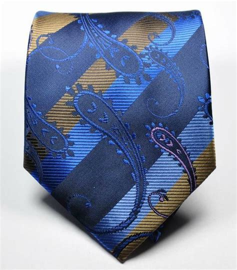 Hot Paisley Striped Dark Blue Brown JACQUARD WOVEN 100 Silk Men S Tie