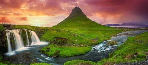 Premium Photo | Kirkjufell mountain and waterfall