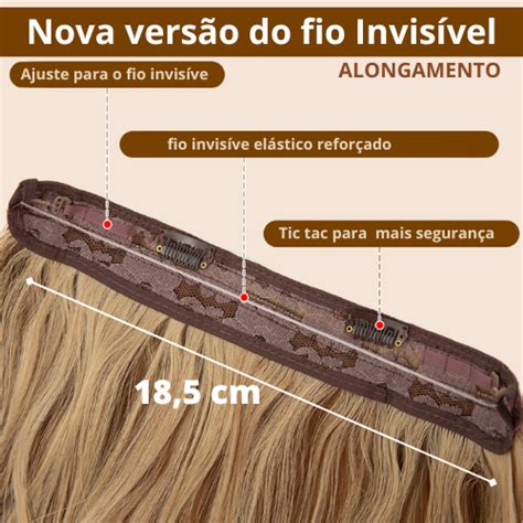 Aplique Mágico Fio Invisível Cabelo Sintético Fibra Futura 60cm preto