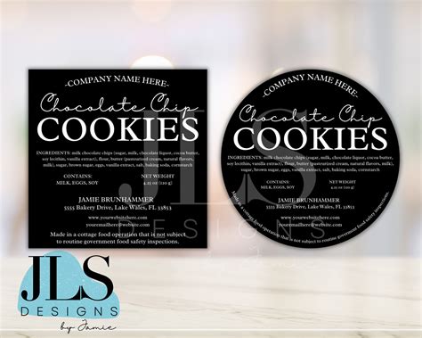 Bakery Ingredient Label Template, Cottage Bakery Food Label Template