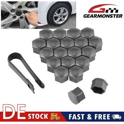 20x RADSCHRAUBEN ABDECKUNGEN RADMUTTERN KAPPEN SET 17MM GRAU FÜR AUDI