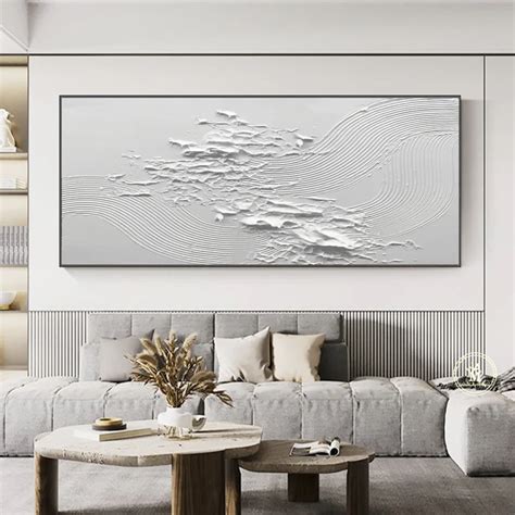 Large White Abstract Painting White Textured Wall Art White D Etsy