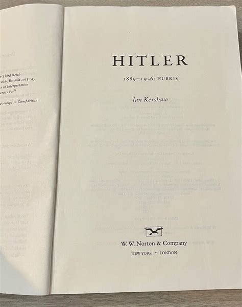 Hitler 1889 1936 Hubris By Ian Kershaw EBay