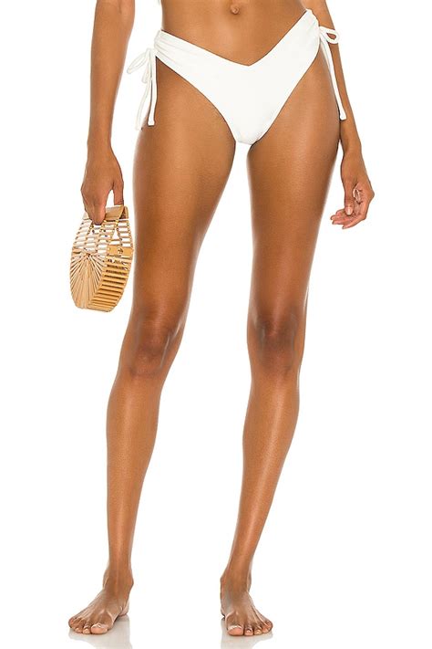 Minkpink Eloise Ruched Bikini Bottoms In White Revolve