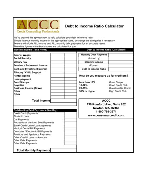 Debt to Income Ratio Calculator