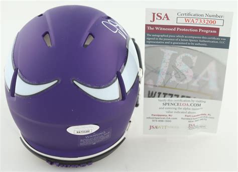 Justin Jefferson Signed Vikings Speed Mini Helmet With Visor (JSA ...