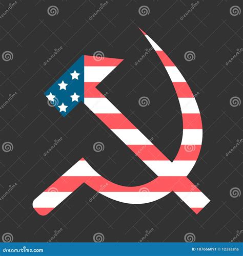 Hammer and Sickle Set with the USA Flag Texture Stock Vector ...