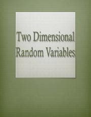 Lecture Pdf Two Dimensional Random Variables Objectives