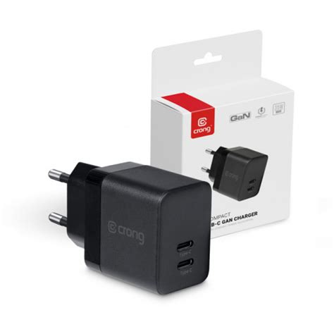 Ładowarka sieciowa Crong Utra Compact GaN 35W PD 3 0 2x USB C czarny