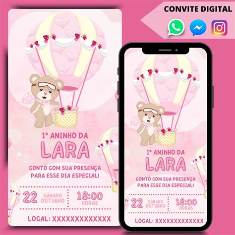 Convite Digital Ursinha Baloeira Elo Produtos Especiais