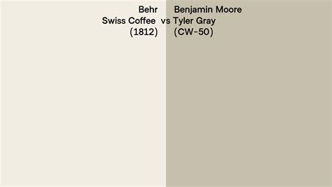 Behr Swiss Coffee 1812 Vs Benjamin Moore Tyler Gray CW 50 Side By