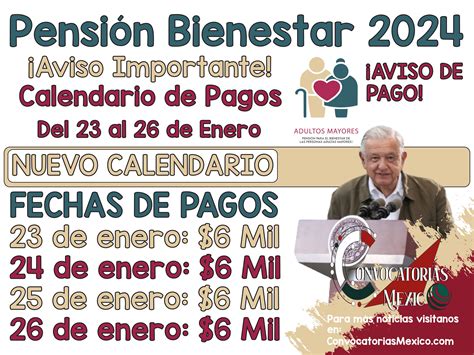 Pensión Bienestar 2024 Calendario de Pagos del 23 al 26 de Enero de