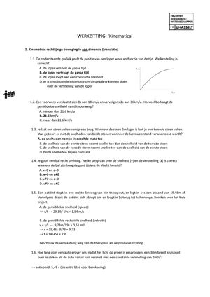 Statica Vrijlichaamsdiagram KIN 1 WZ Biomechanica 1 Ste Bach ReKi