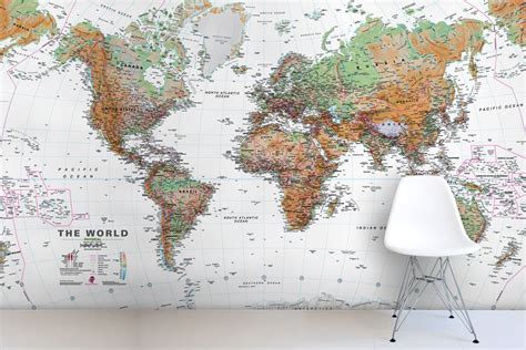 Neutral Colour World Map Wallpaper Mural Hovia UK Map Murals World