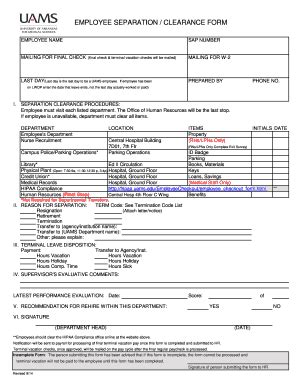 Fillable Online Employee Separation Clearance Form Fax Email Print