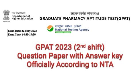 Gpat Nd Shift Question Paper With Answer Key Youtube