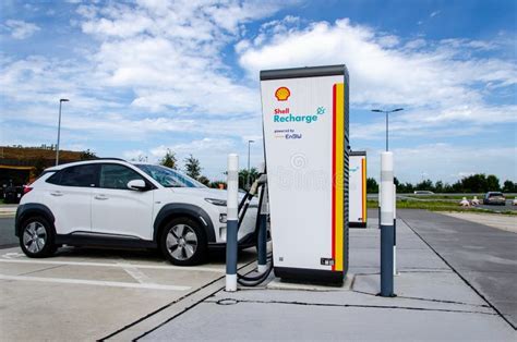 Geseke Germany August 15 2021 Shell Recharge Electric Vehicle