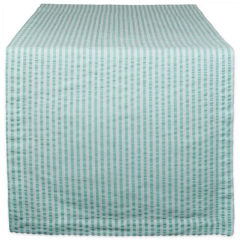 Design Imports Camz38945 14 X 108 In Aqua Seersucker Table Runner 1