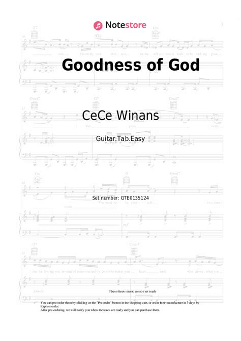 Goodness Of God Tabs Easy Guitar Cece Winans In Note Guitar Tab Easy Sku Gte0135124