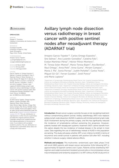 Pdf Axillary Lymph Node Dissection Versus Radiotherapy In Breast