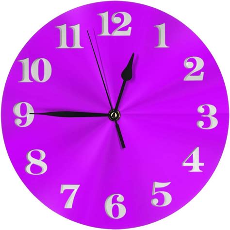 Neon Purple Modern Wall Clock Battery Operated Decorative