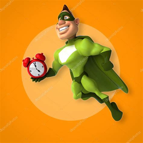 Superhero holding clock Stock Photo by ©julos 124124244