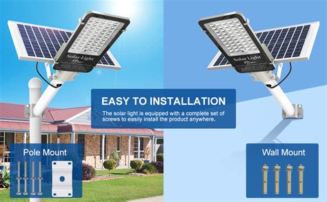 WYWNA Solar Street Lights Outdoor Waterproof 6500K Led Street Light