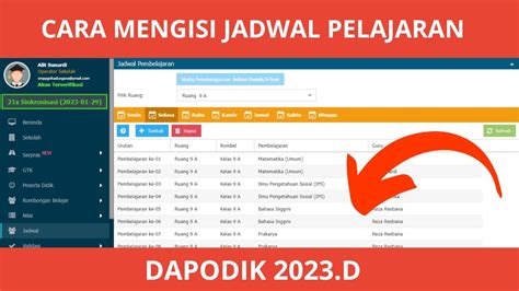 Cara Mengisi Jadwal Pelajaran Di Dapodik D Yang Benar Youtube