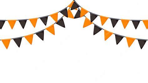 Premium Vector Halloween Bunting Black And Orange Flag Garland Triangle Pennants Chain