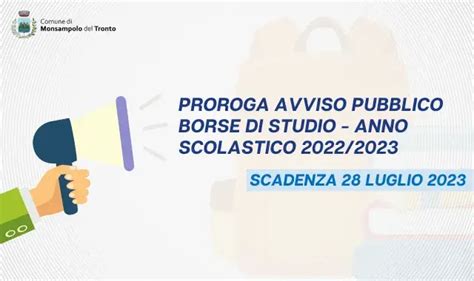 Proroga Avviso Pubblico Borse Di Studio Anno Scolastico