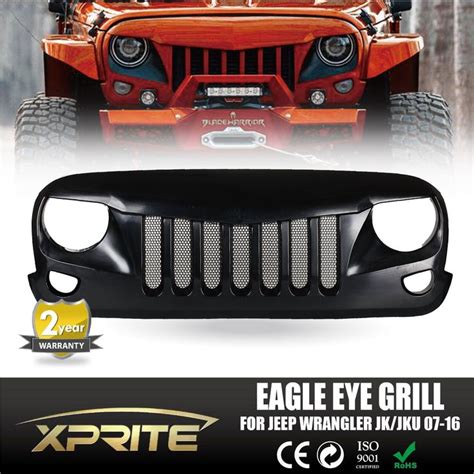 Xprite Front Matte Black Angry Bird Grille Grid Grill For Jeep Wrangler