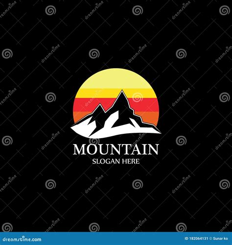 Mountain Sun Logo Design Concept Template Vector Stock Vector