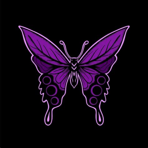 Premium Vector Purple Butterfly Art Illustration Hand Drawn Style