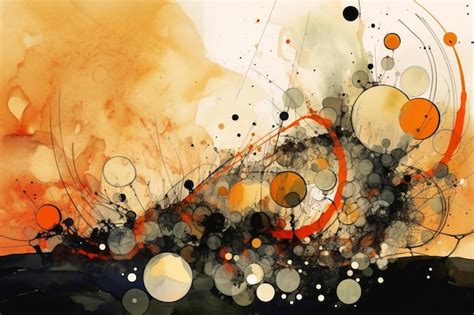 Premium Ai Image Abstract Painting Of A Large Orange And Black Object