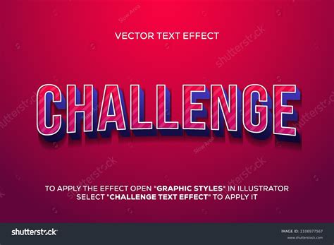challenge vector text effect fully editable stock vector royalty